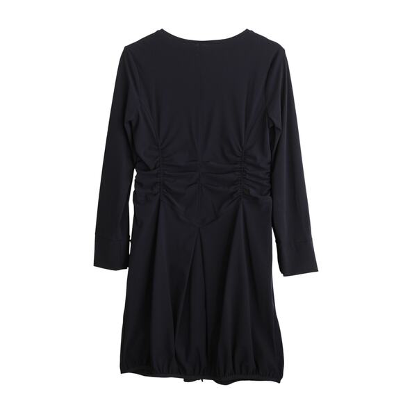Porto San Francisco Dress Small 1 Black Stretch Zip Front Ruched Art Lagenlook - Picture 2 of 6